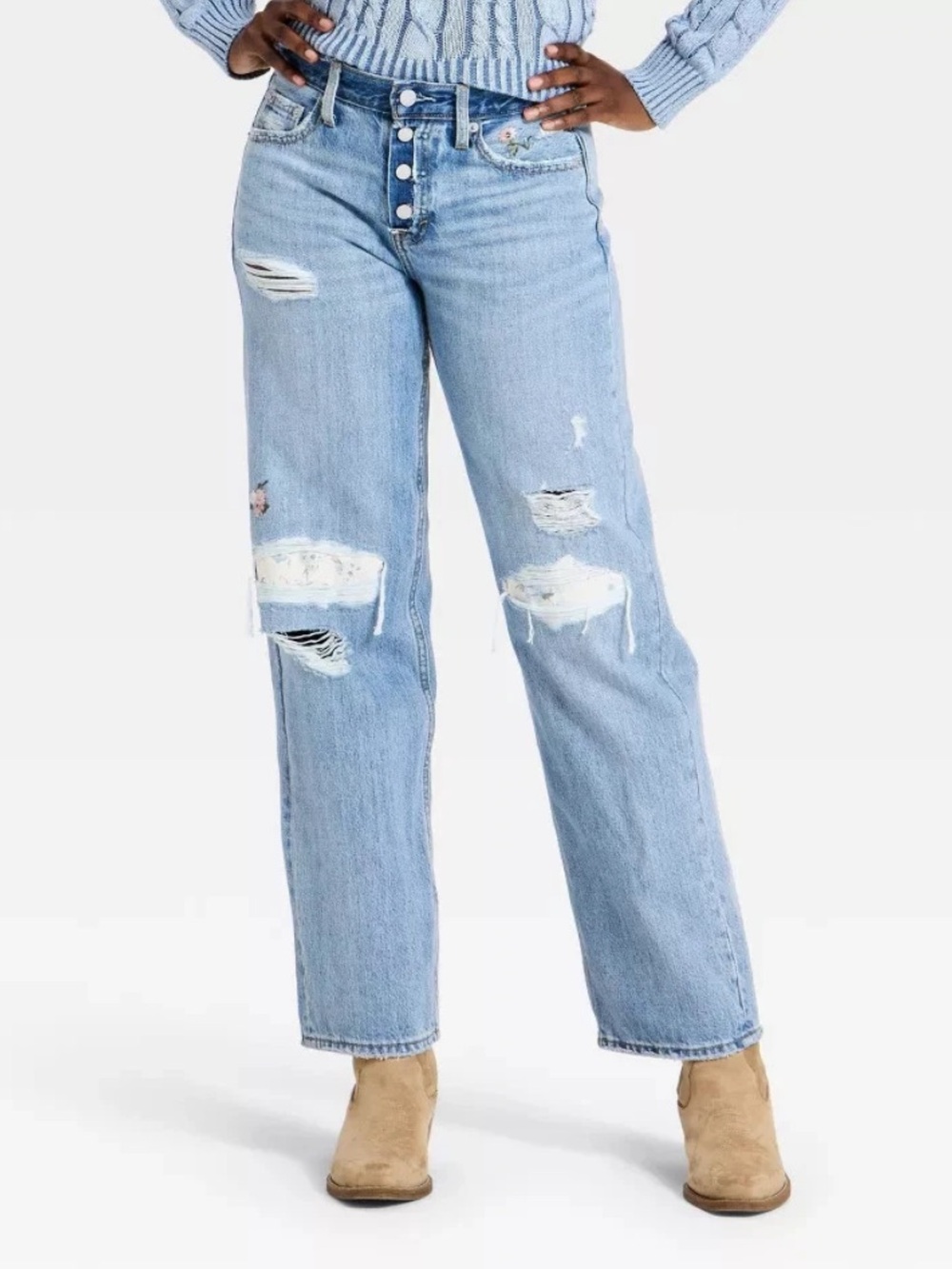 Universal Thread Crafted Western Distressed Low-Rise Baggy Jeans NWT 12